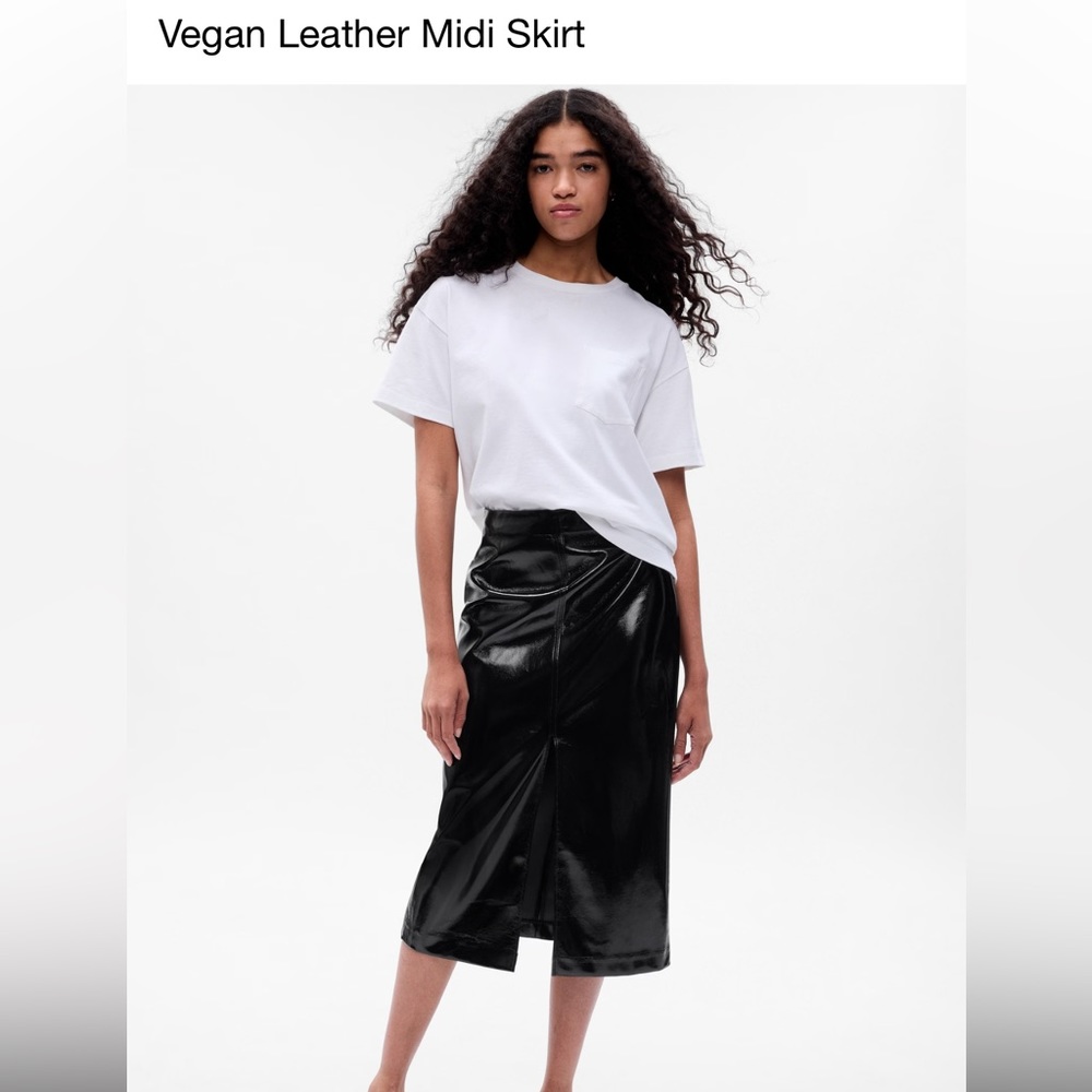 Vegan Leather Midi Skirt